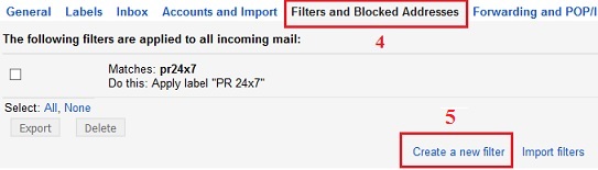 Gmail Filter and Label